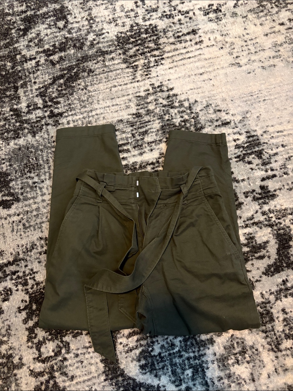 LOFT Olive Utility Tie-Waist Pants